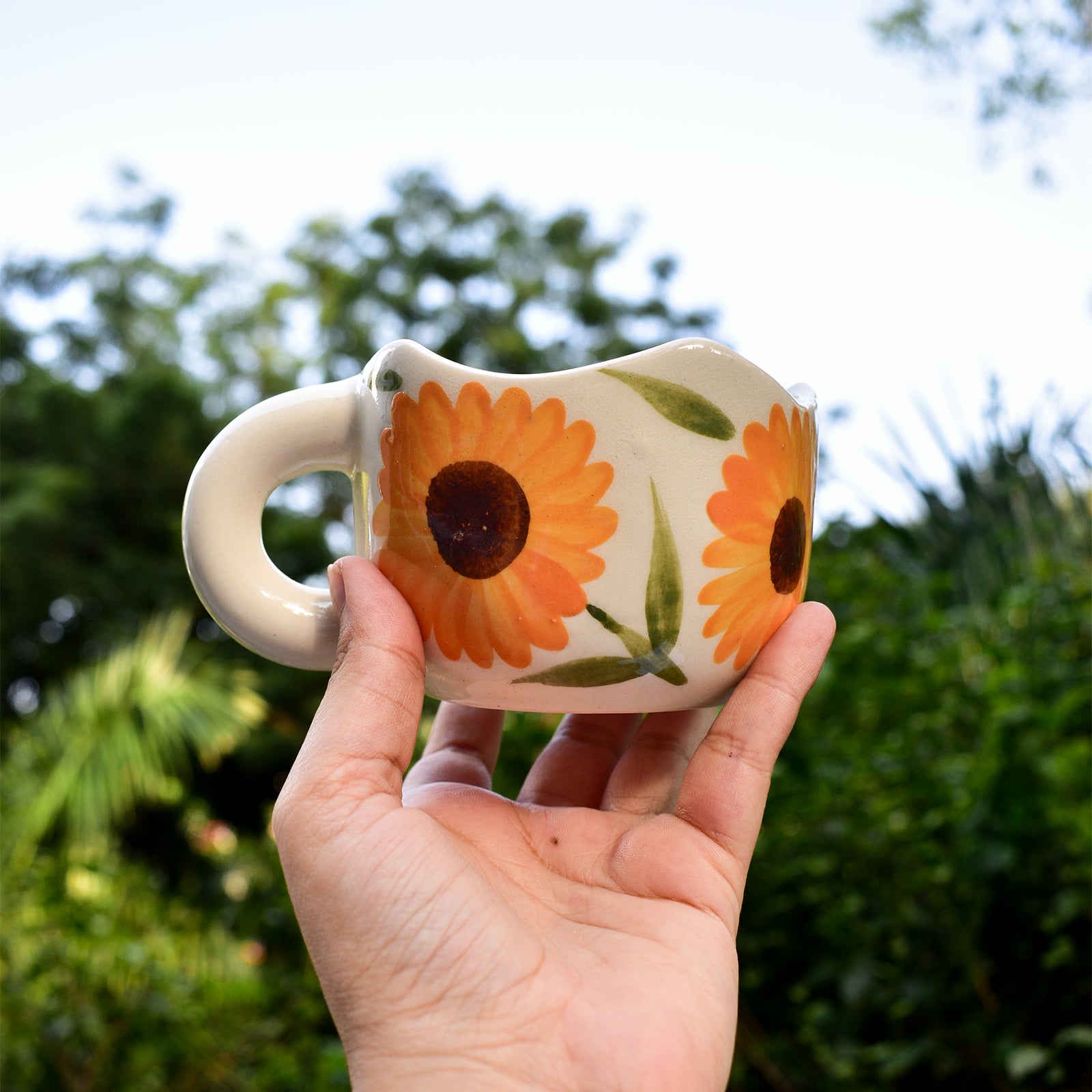 Ceramic Pinterest Mug - Calendula Flower