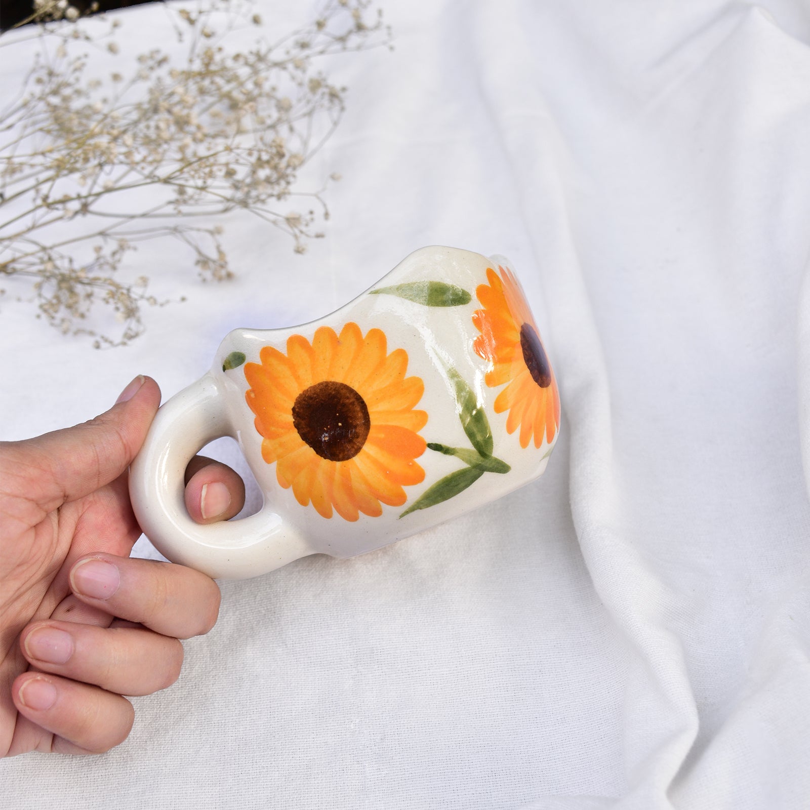 Ceramic Pinterest Mug - Calendula Flower