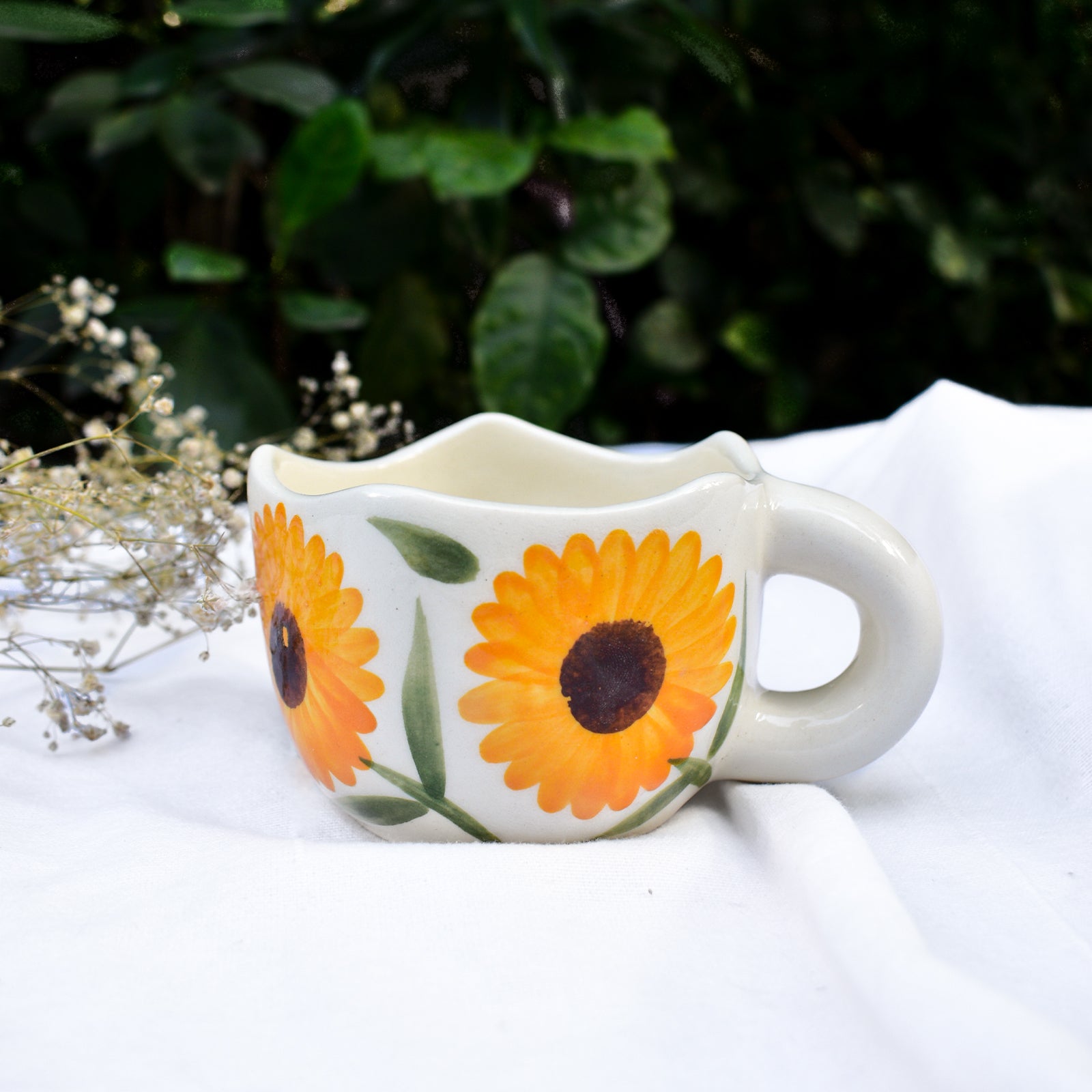 Ceramic Pinterest Mug - Calendula Flower