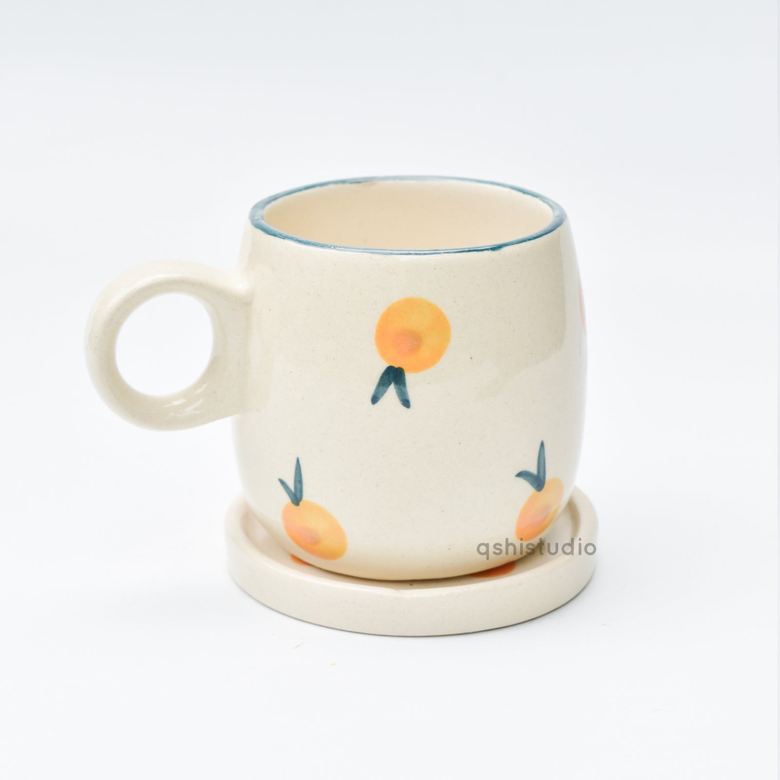Orange Tea Cup & Small Coaster Set