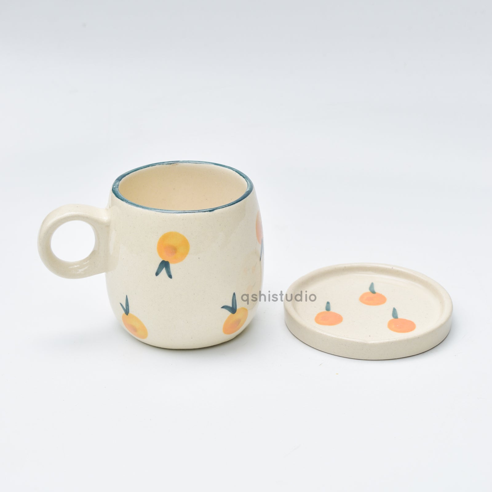 Orange Tea Cup & Small Coaster Set