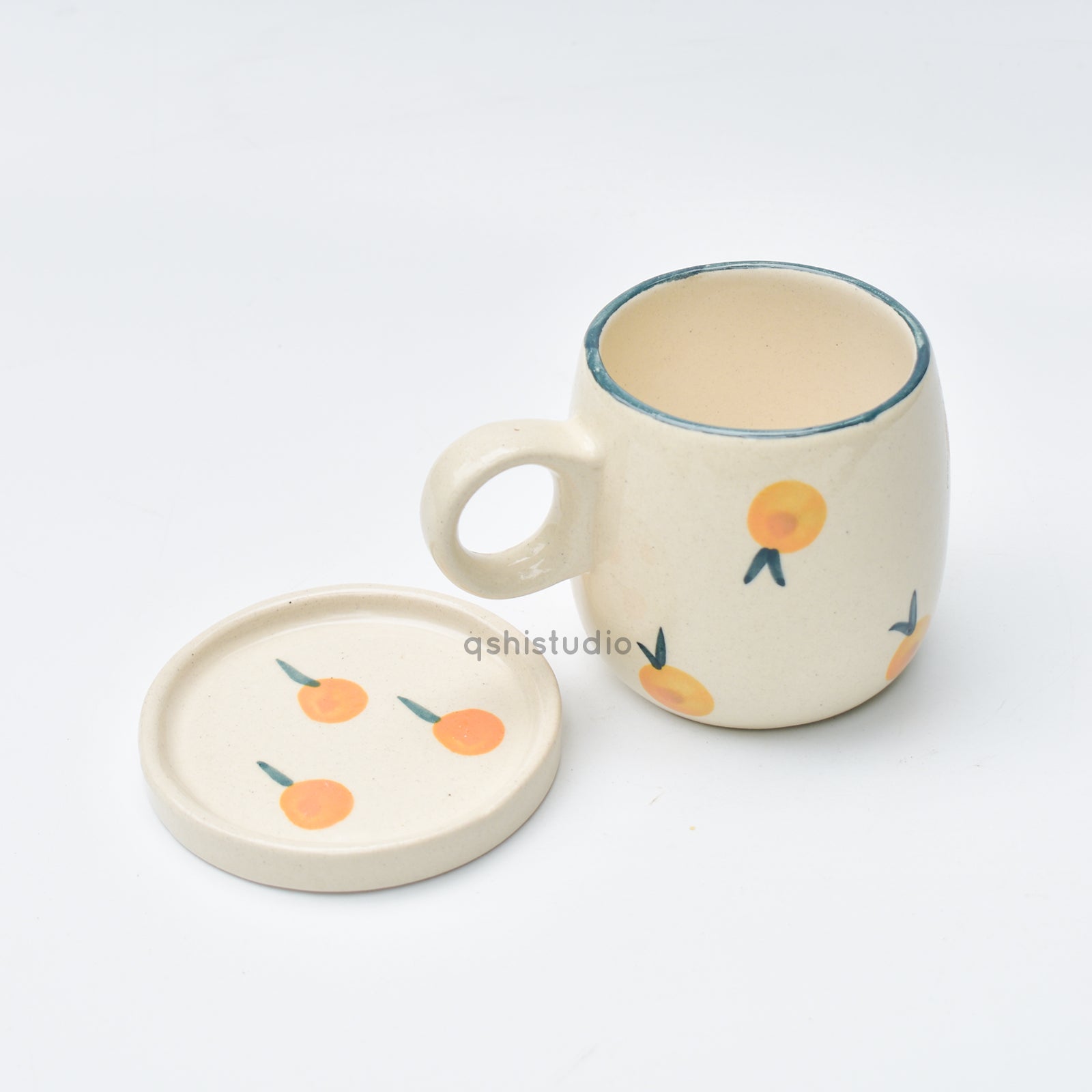 Orange Tea Cup & Small Coaster Set