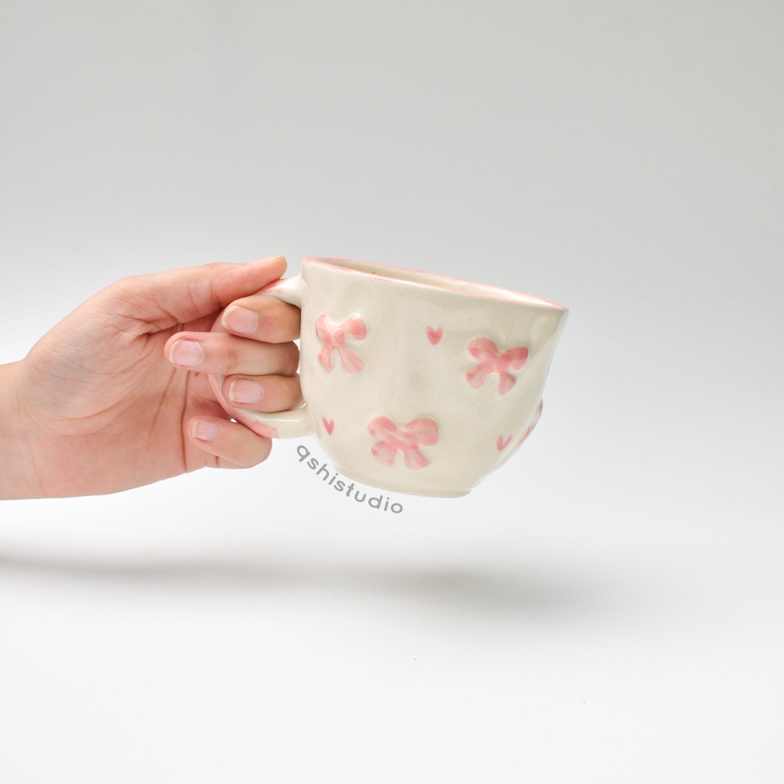 Ceramic Coffee Mug - Pink Heart Bow