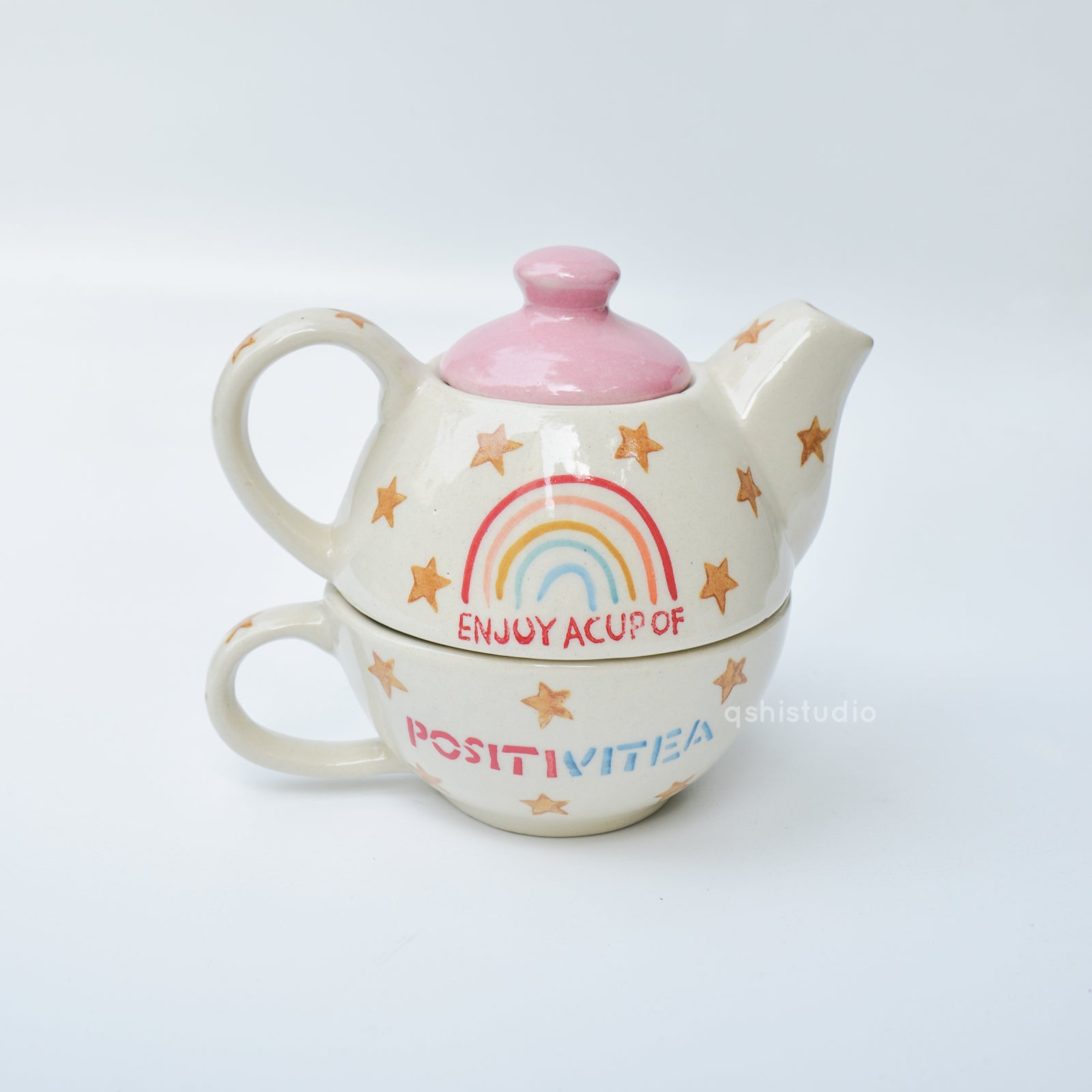 Ceramic Tea Pot & Cup Set - Positivitea