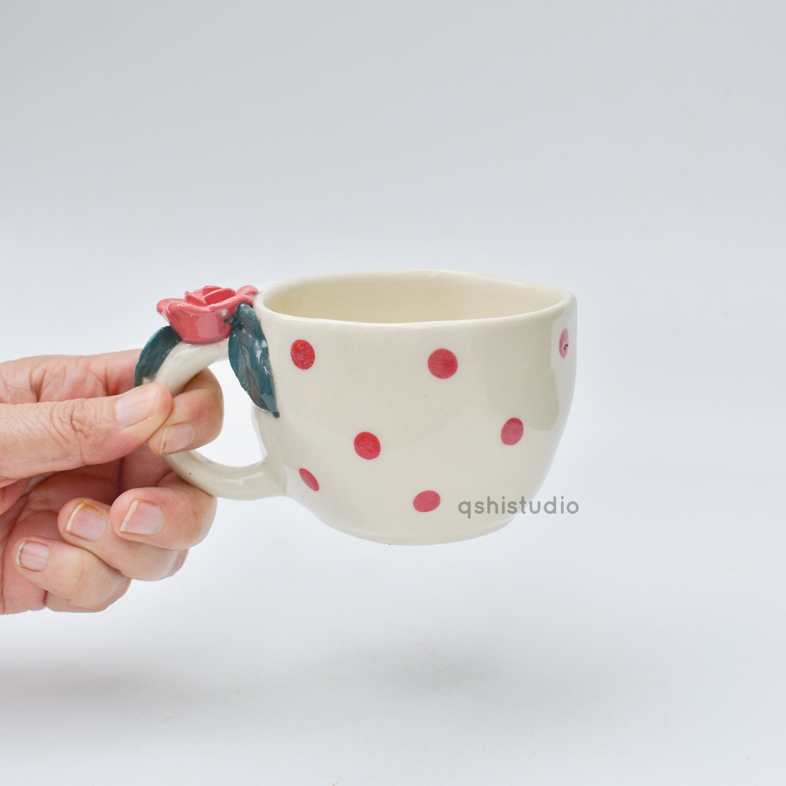Pinterest Ceramic Mug - Red Rose Bush Dots