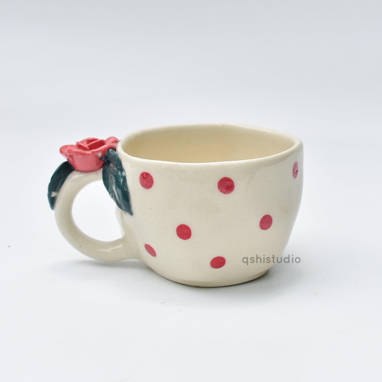Pinterest Ceramic Mug - Red Rose Bush Dots