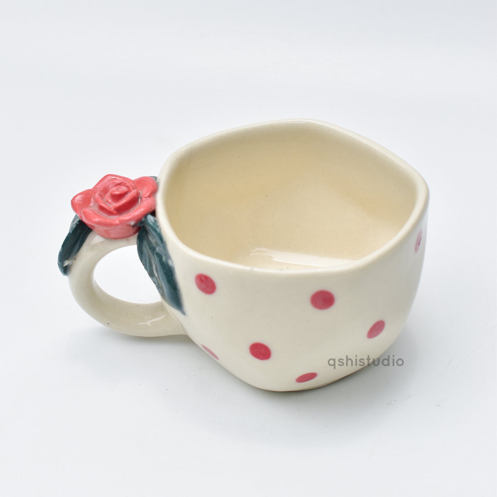 Pinterest Ceramic Mug - Red Rose Bush Dots