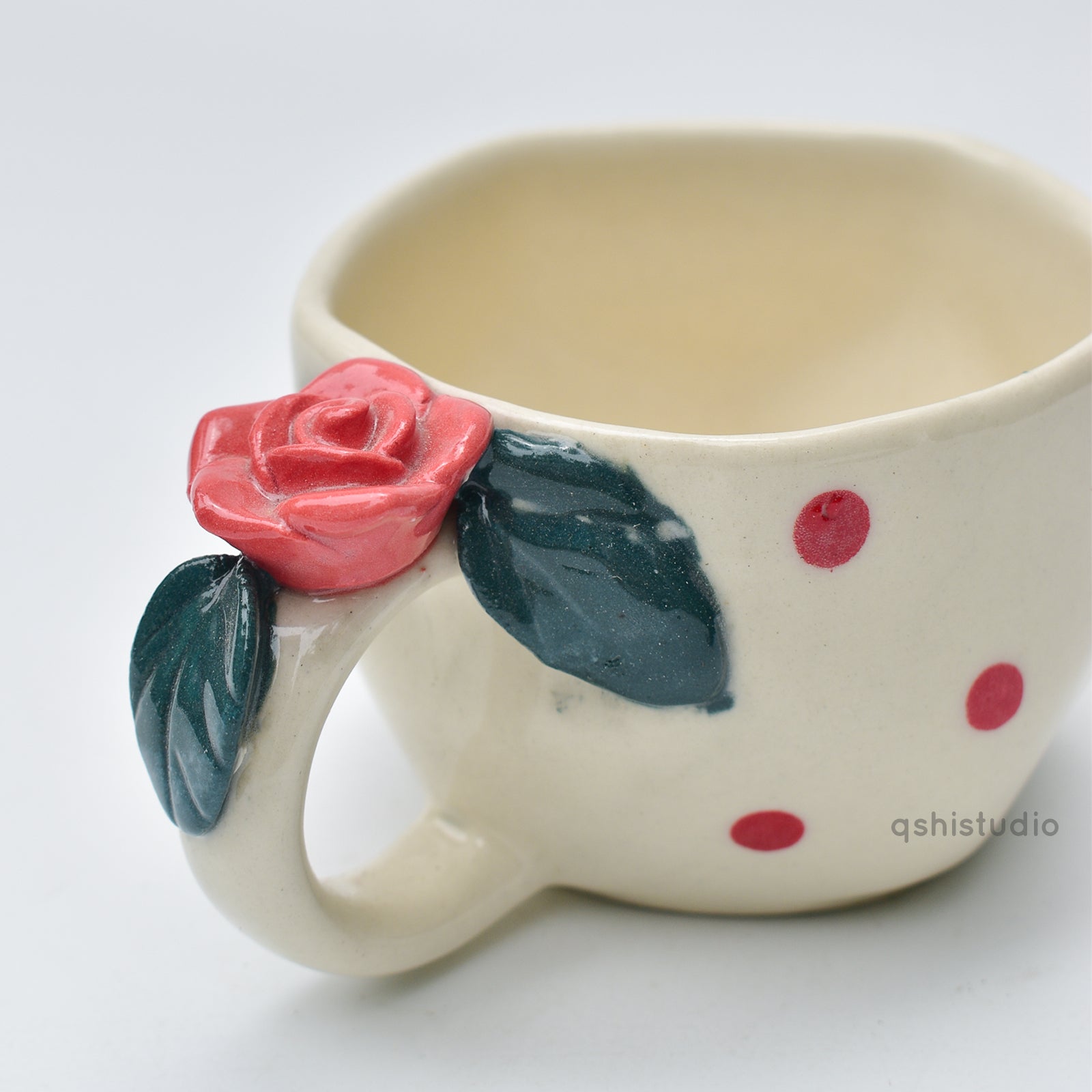 Pinterest Ceramic Mug - Red Rose Bush Dots
