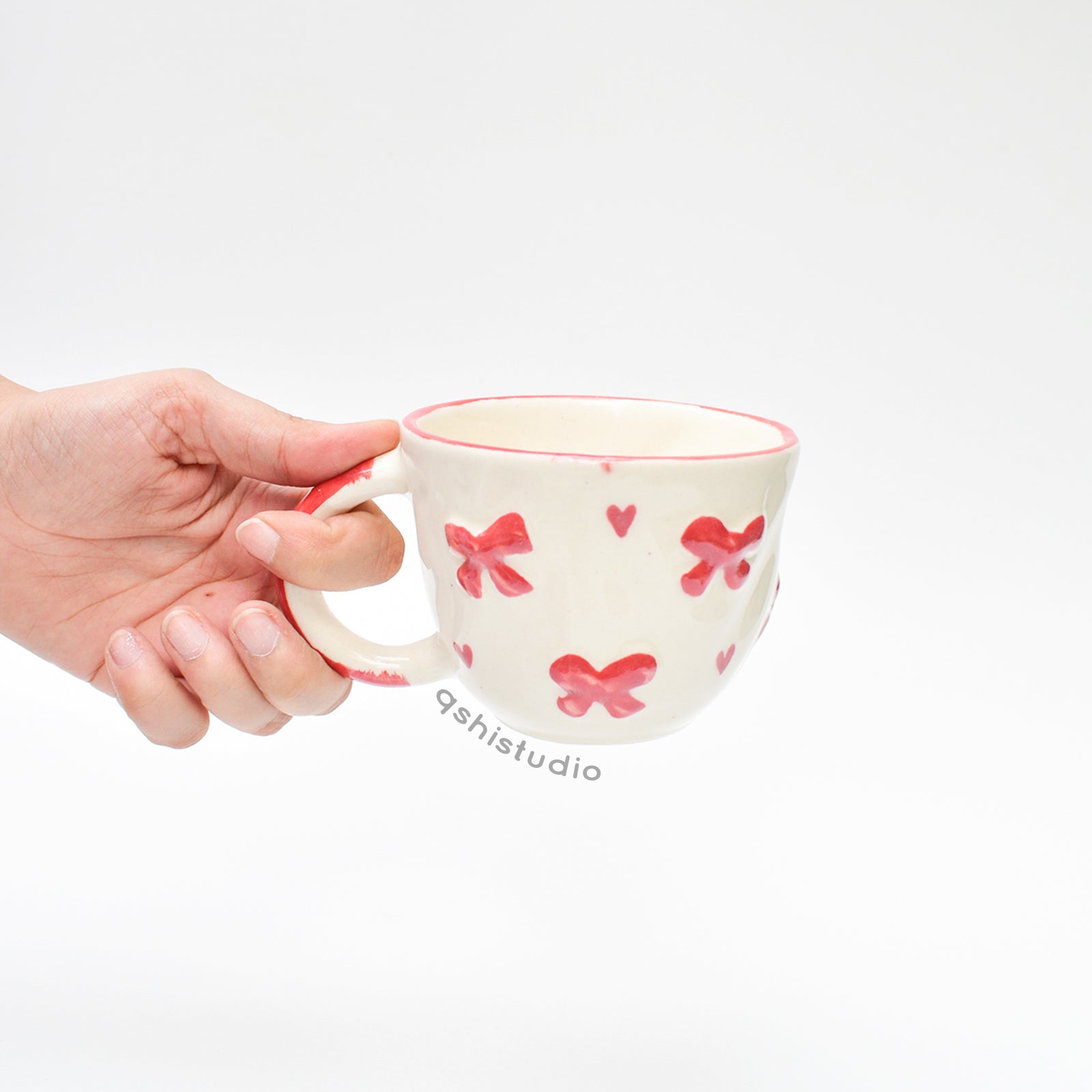 Ceramic Coffee Mug - Red Heart Bow
