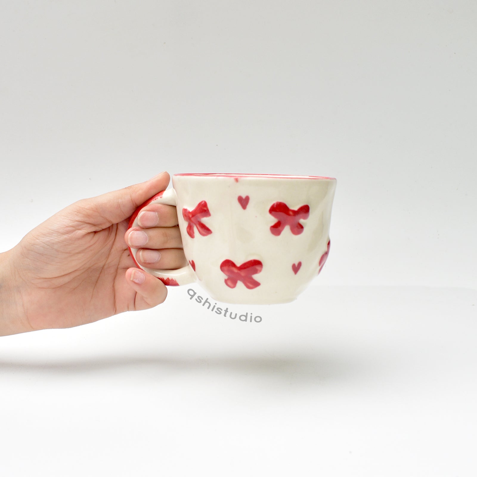 Ceramic Coffee Mug - Red Heart Bow