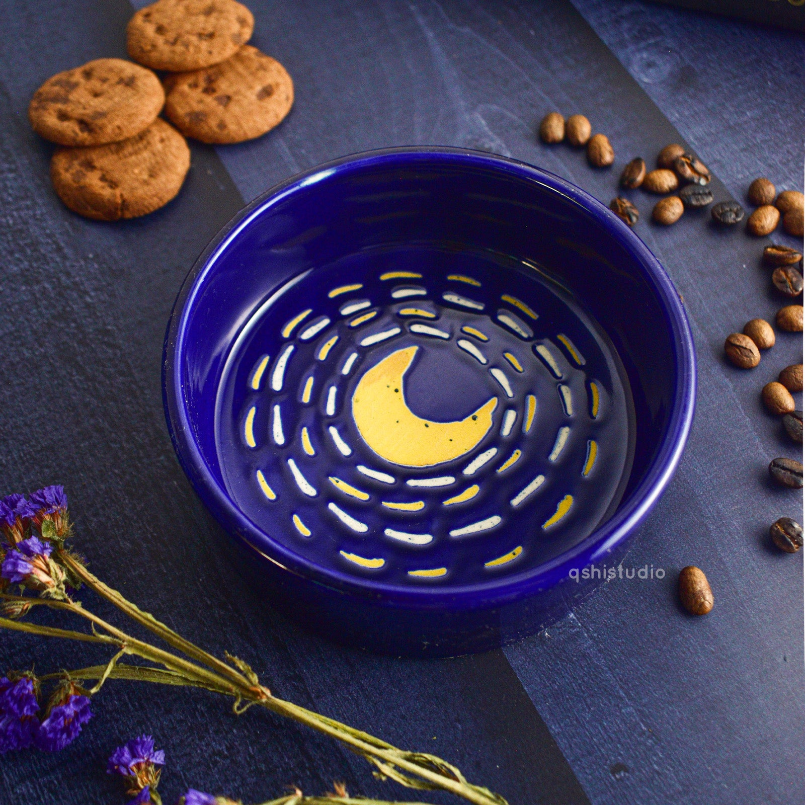 Unique Handmade Ceramic Snack Bowl - Starry Night