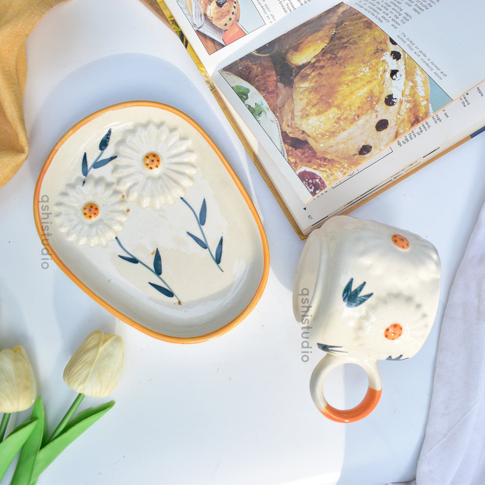 Ceramic Decorative Snack Plate - 3D Sunflower (only plate)