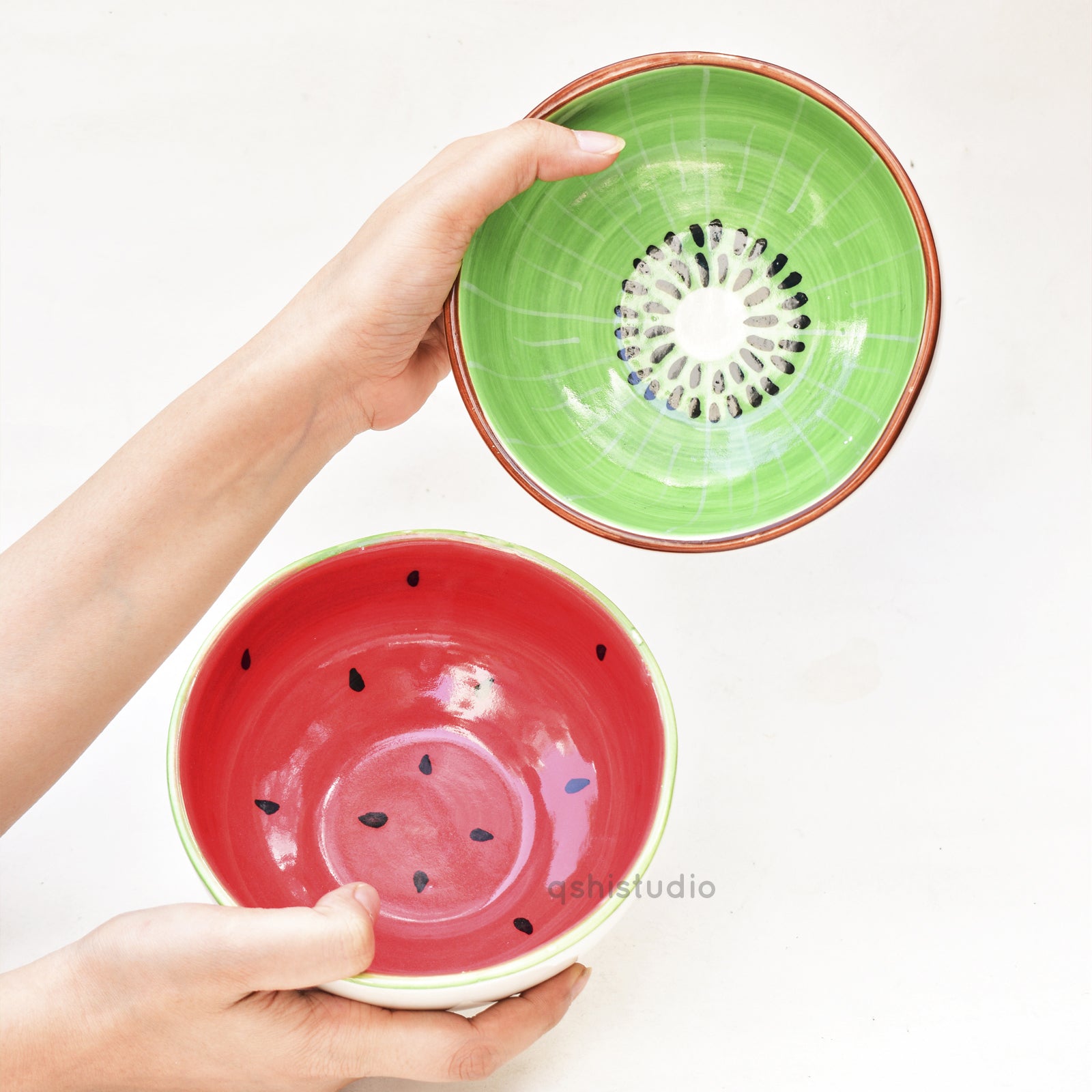 Cute Ceramic Bowl - Watermelon & Kiwi (set of 2)