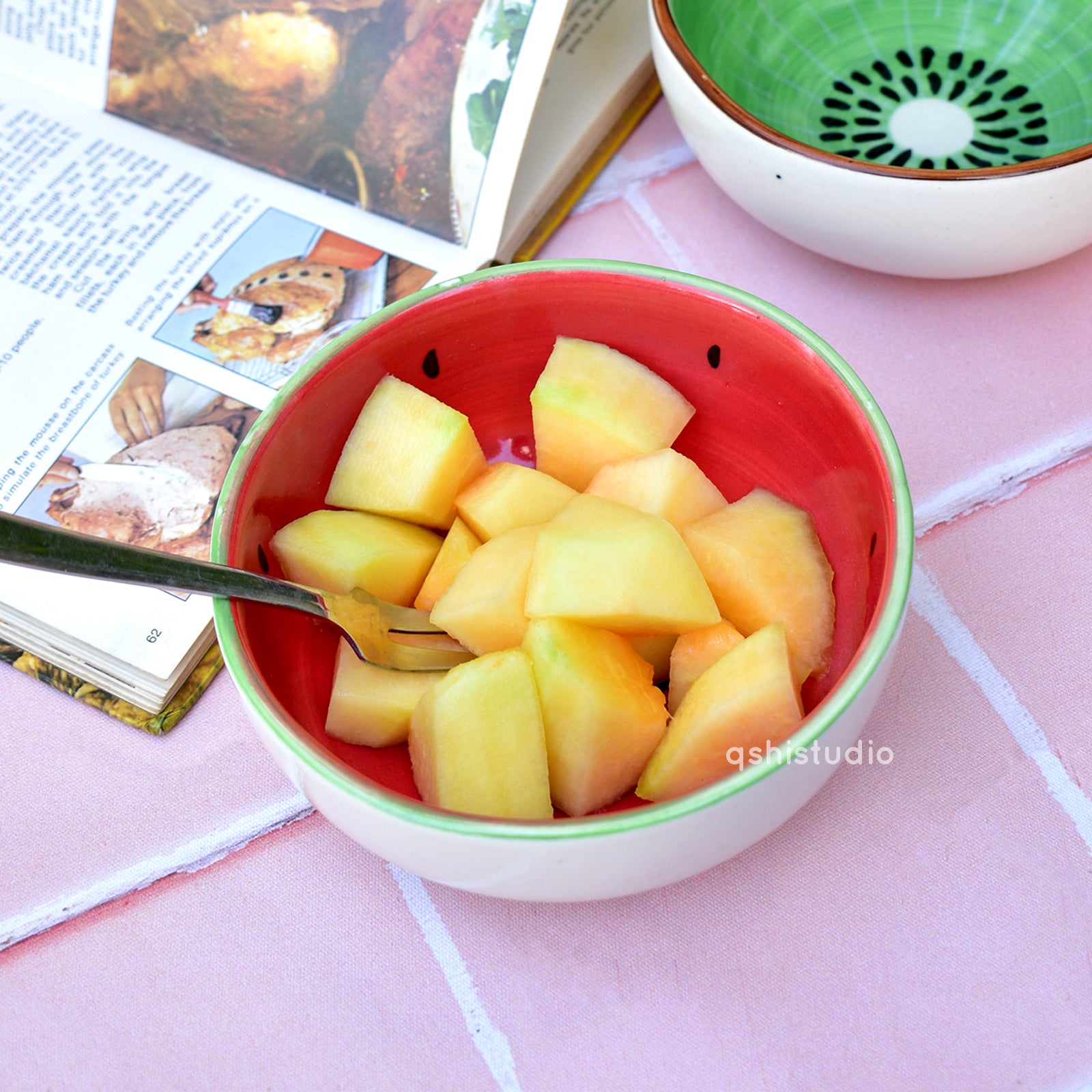 Cute Ceramic Bowl - Watermelon & Kiwi (set of 2)