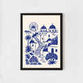 Santorini Blue Poster – Mediterranean Landscape Wall Art Print