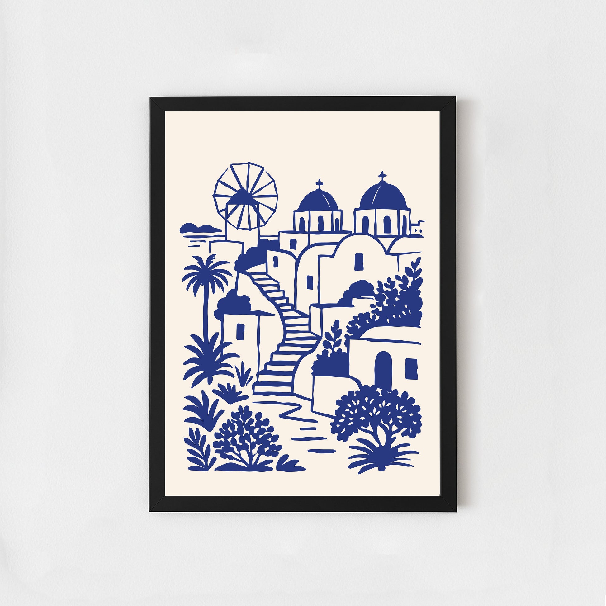 Santorini Blue Poster – Mediterranean Landscape Wall Art Print
