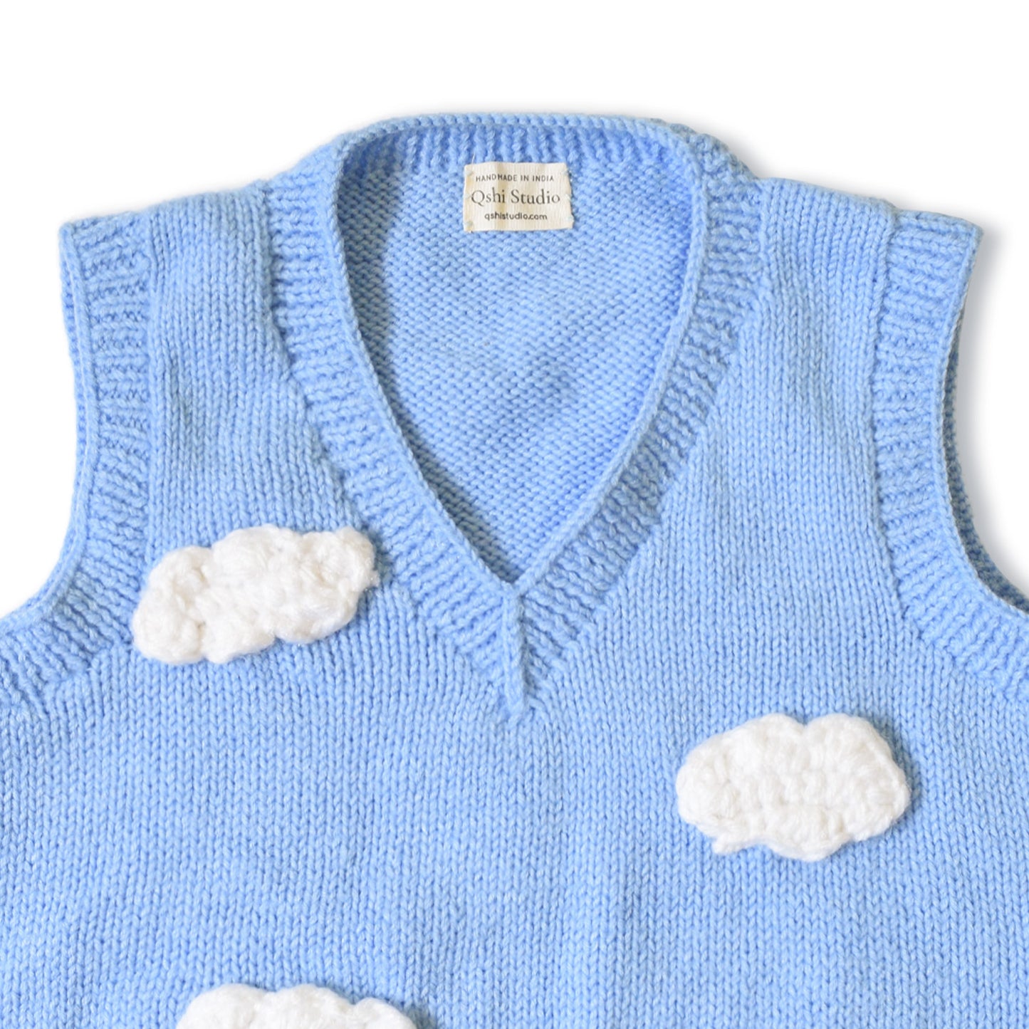 V Neck Sweater Vest - Cloud