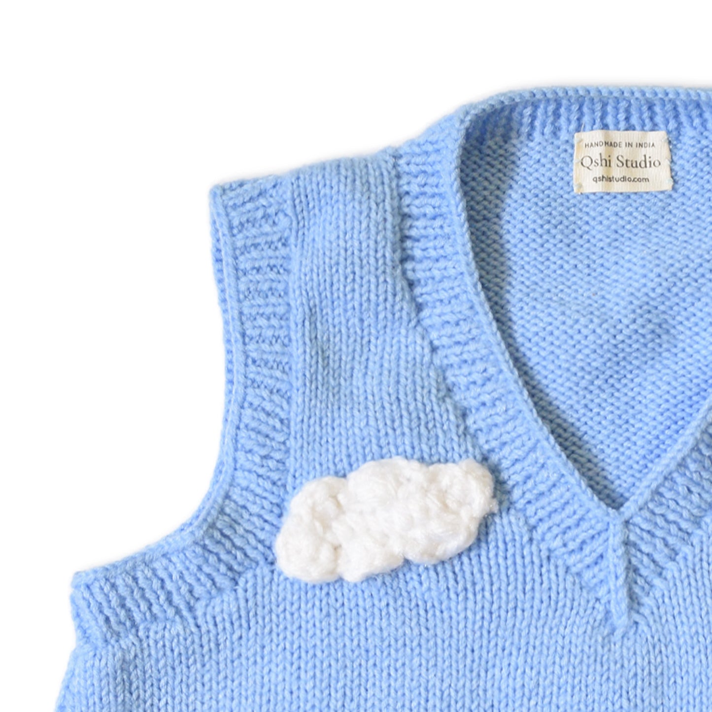 V Neck Sweater Vest - Cloud