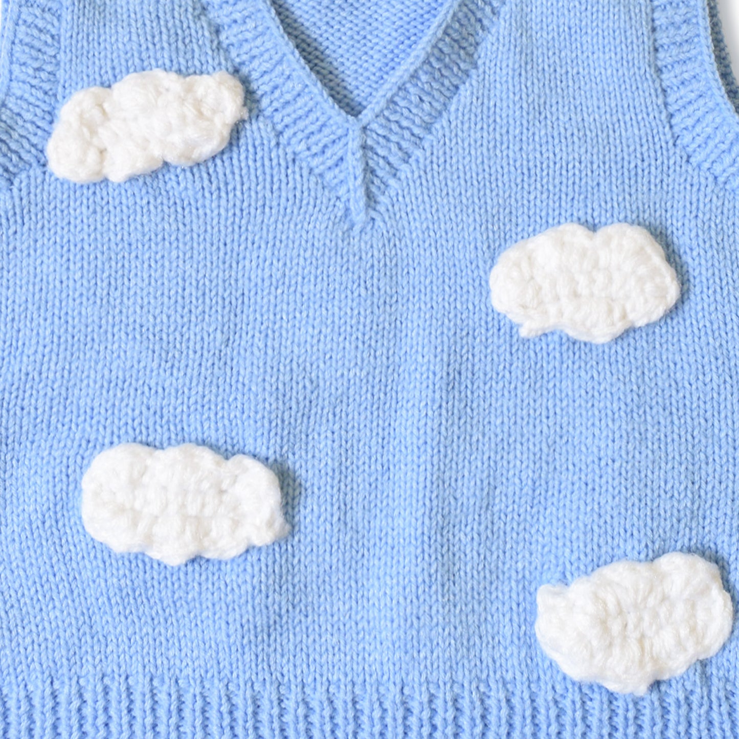 V Neck Sweater Vest - Cloud