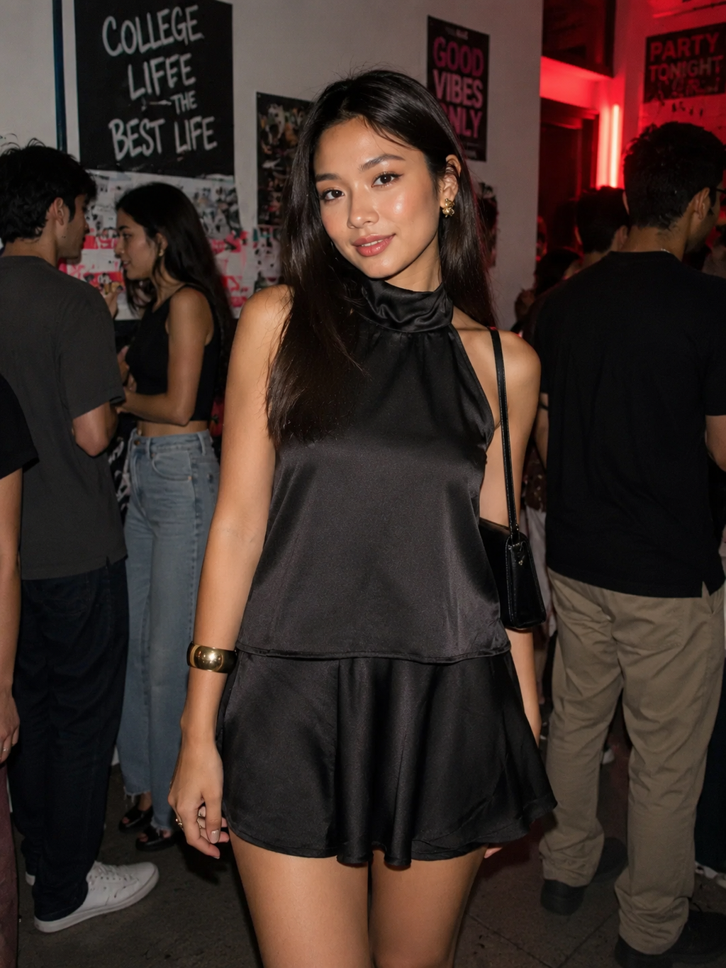 All-Black Satin Wrap Co-ord Set