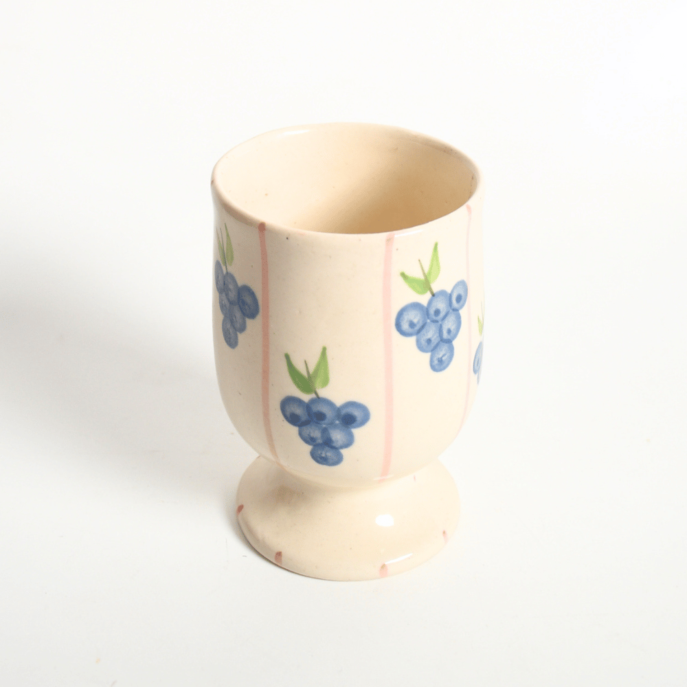 Ceramic Goblet - Striped Grapes