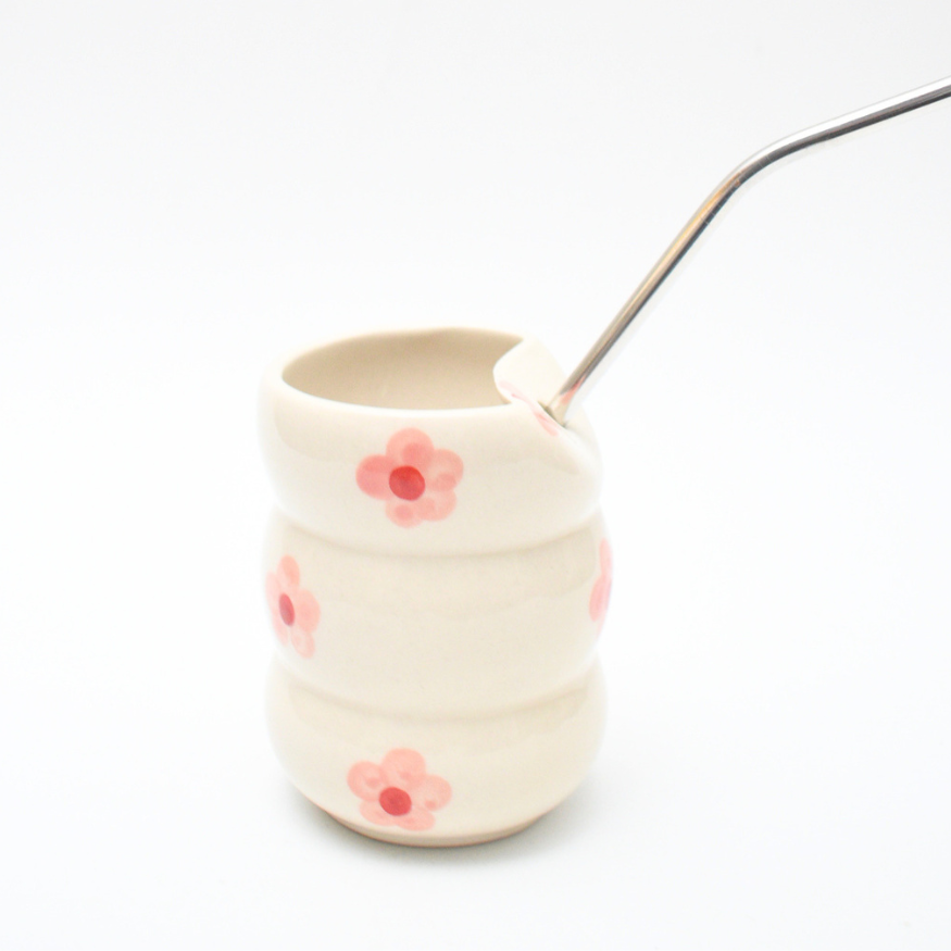 Sip Bubble Tumbler With Straw - Pink flower