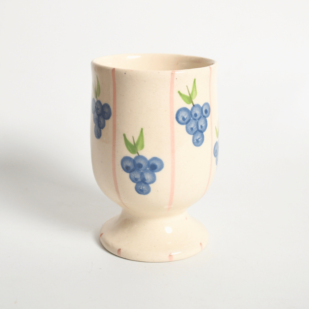 Ceramic Goblet - Striped Grapes