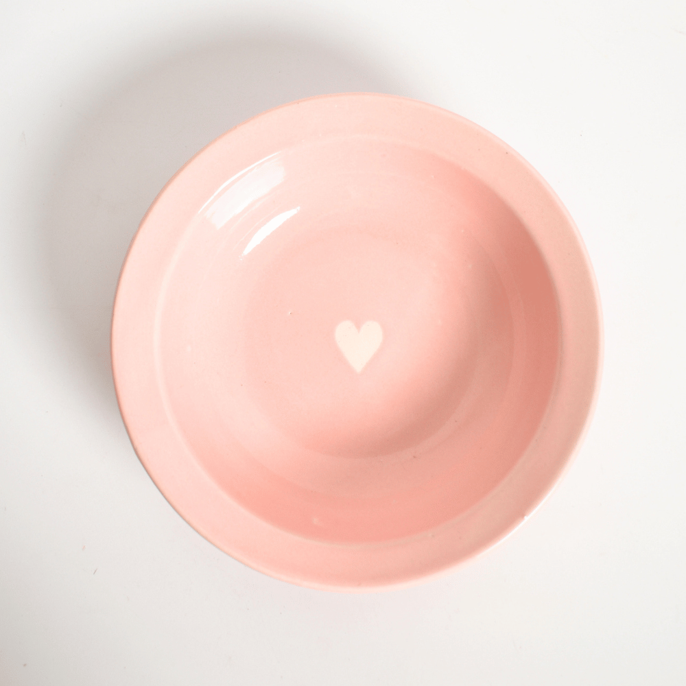 Ceramic Pasta Bowl - Pink Heart