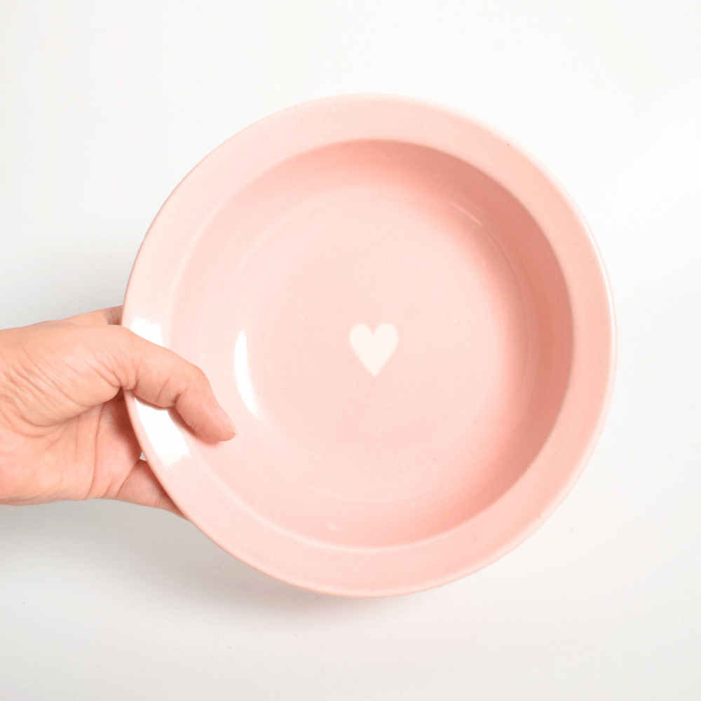 Ceramic Pasta Bowl - Pink Heart
