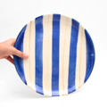 Ceramic Serving Plate - Blue Stripes (10 Inches)
