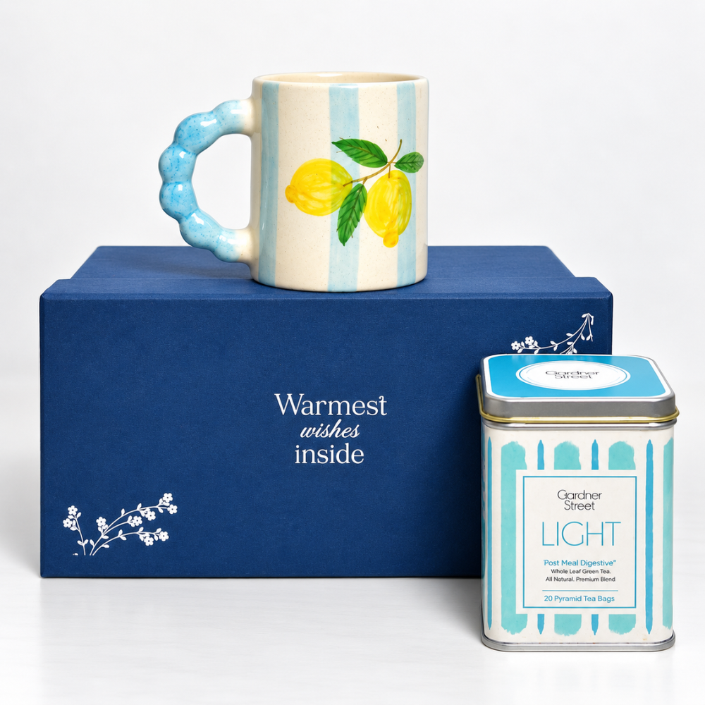 Blue stripe Lemon mug and Light Tea Gift Set