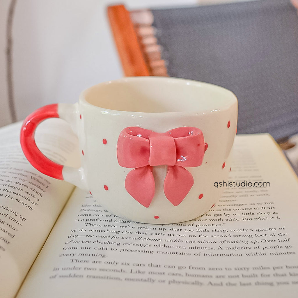 Ceramic Coffee Mug - Small Dotty Bow