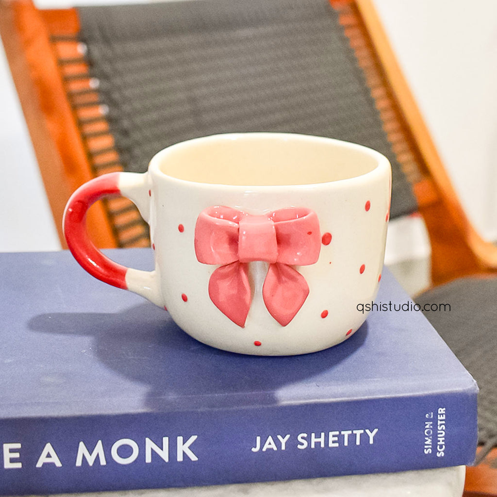 Ceramic Coffee Mug - Small Dotty Bow