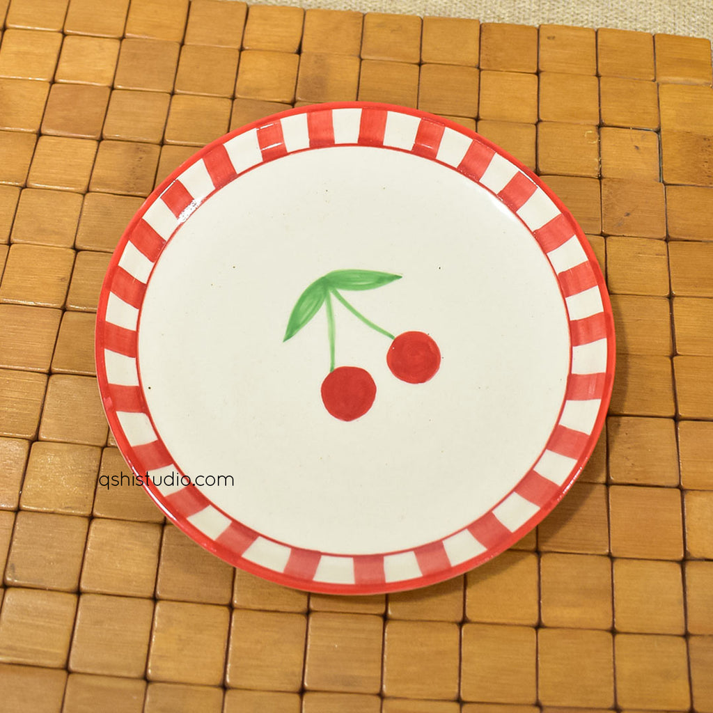 Cute Dessert Plate -  Red Cherry