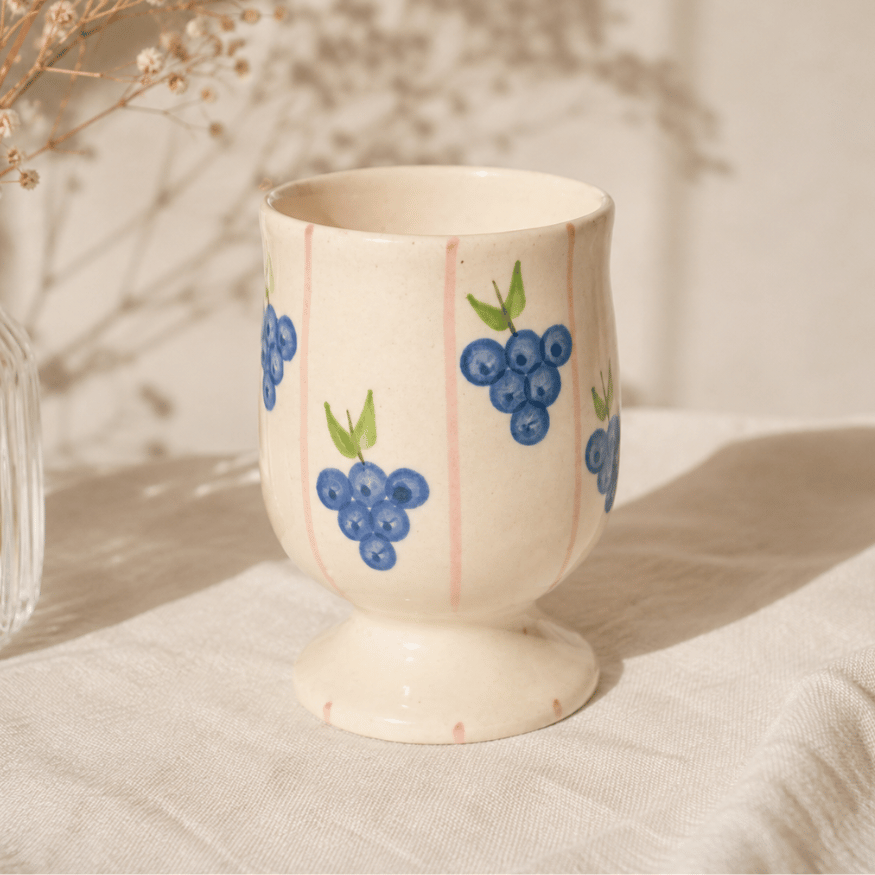 Ceramic Goblet - Striped Grapes