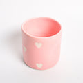 Ceramic Tea Cup Pinch Tumbler - Pink White Heart