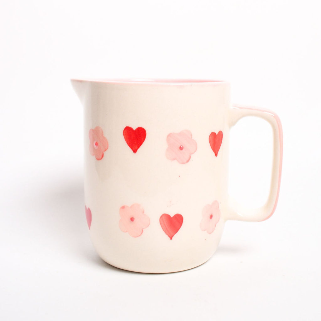 Ceramic Jug - Pink Flower Heart