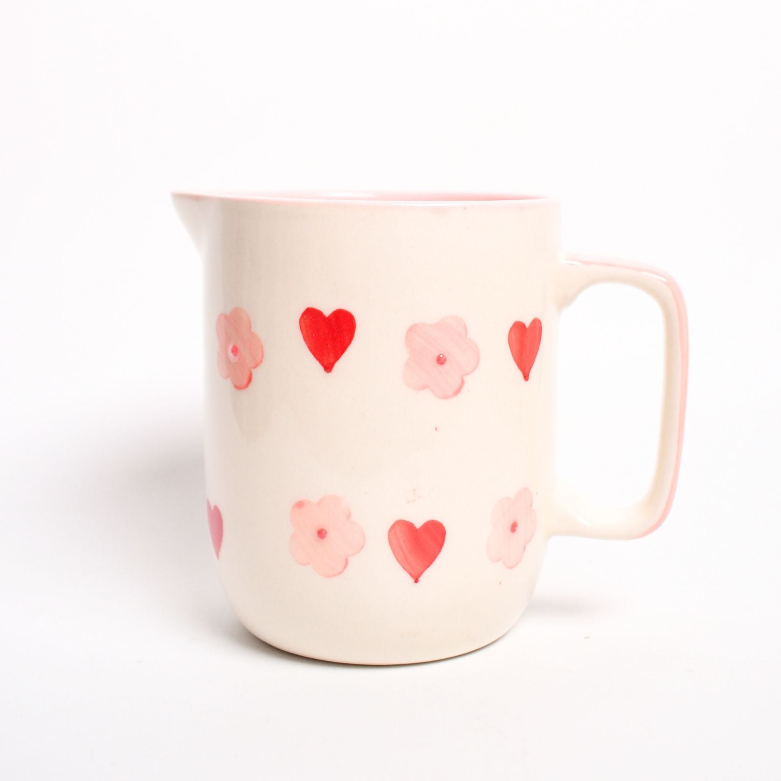 Ceramic Jug - Pink Flower Heart