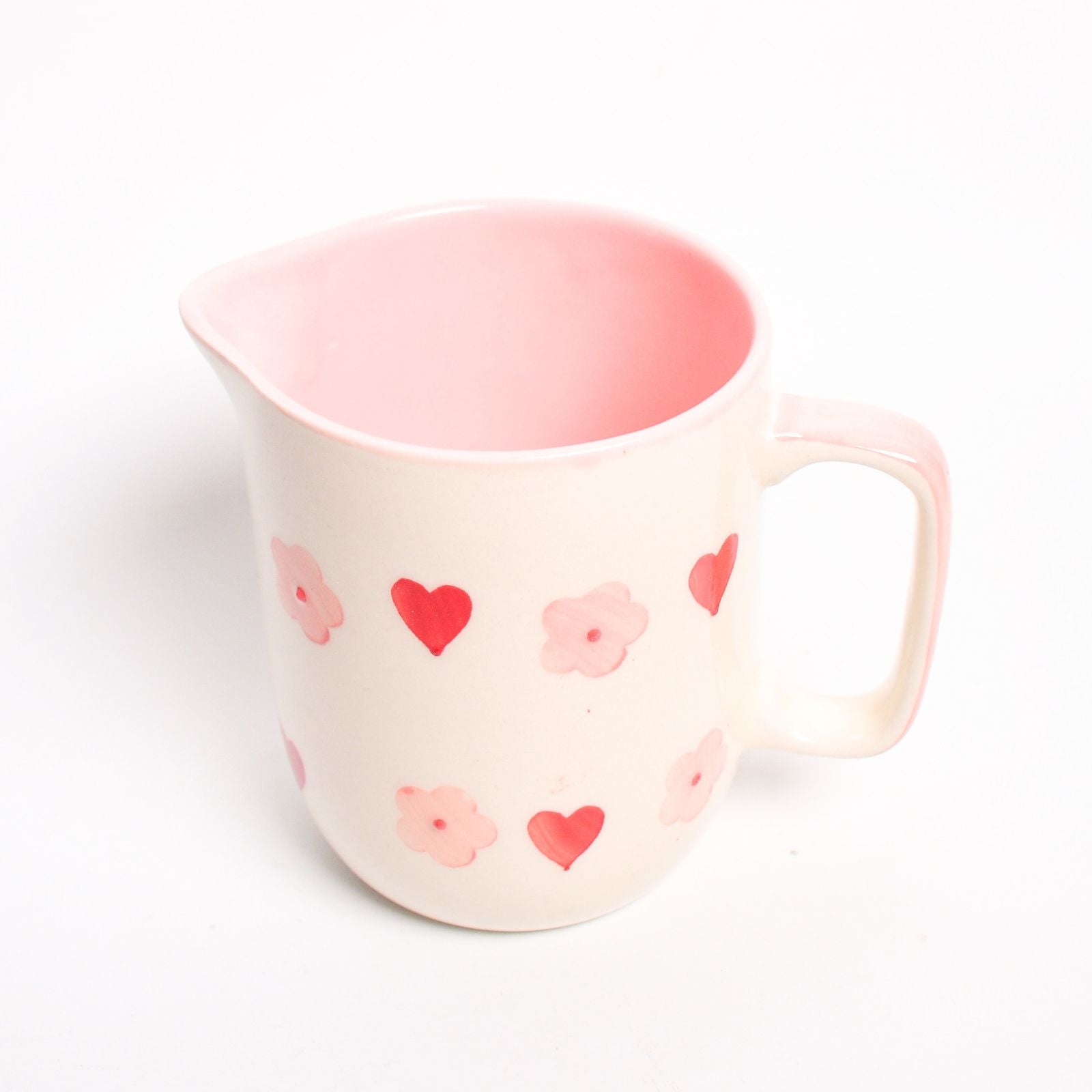 Ceramic Jug - Pink Flower Heart