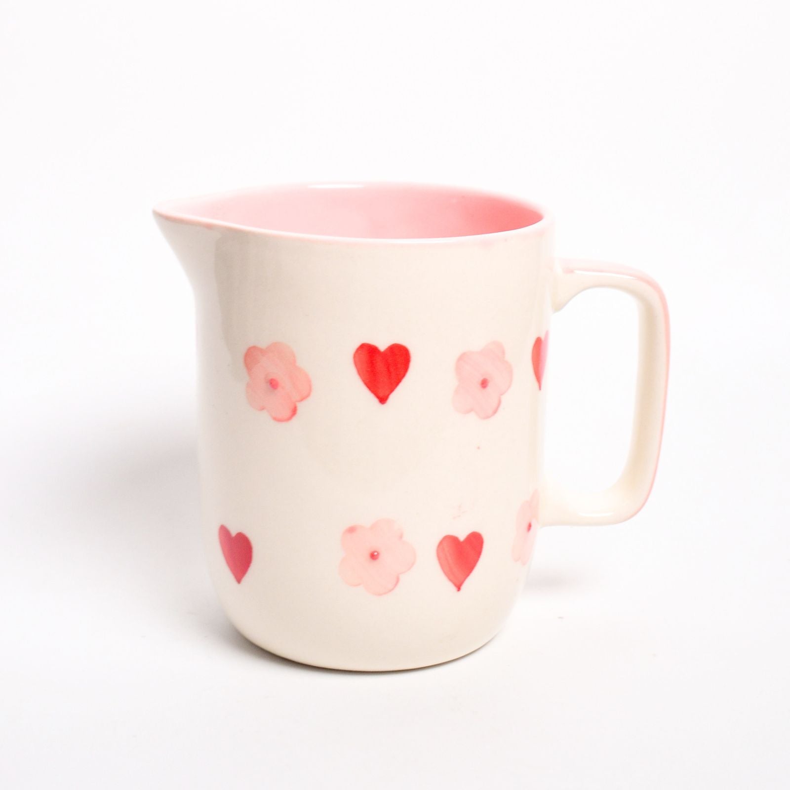 Ceramic Jug - Pink Flower Heart