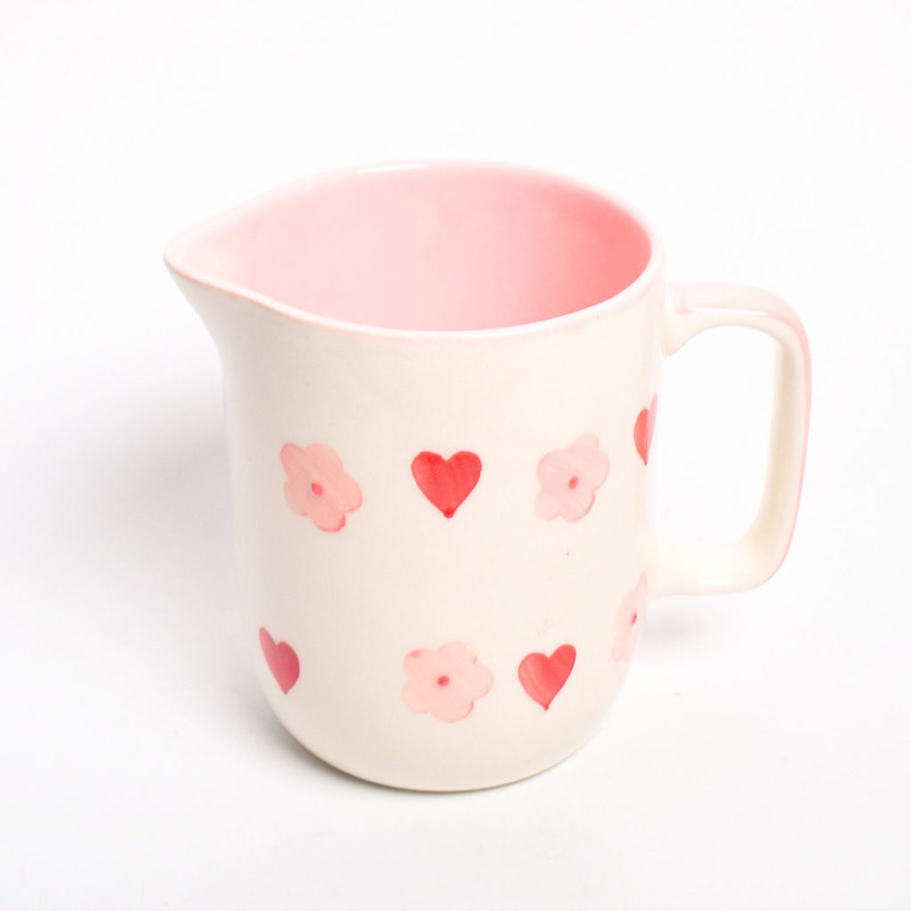Ceramic Jug - Pink Flower Heart