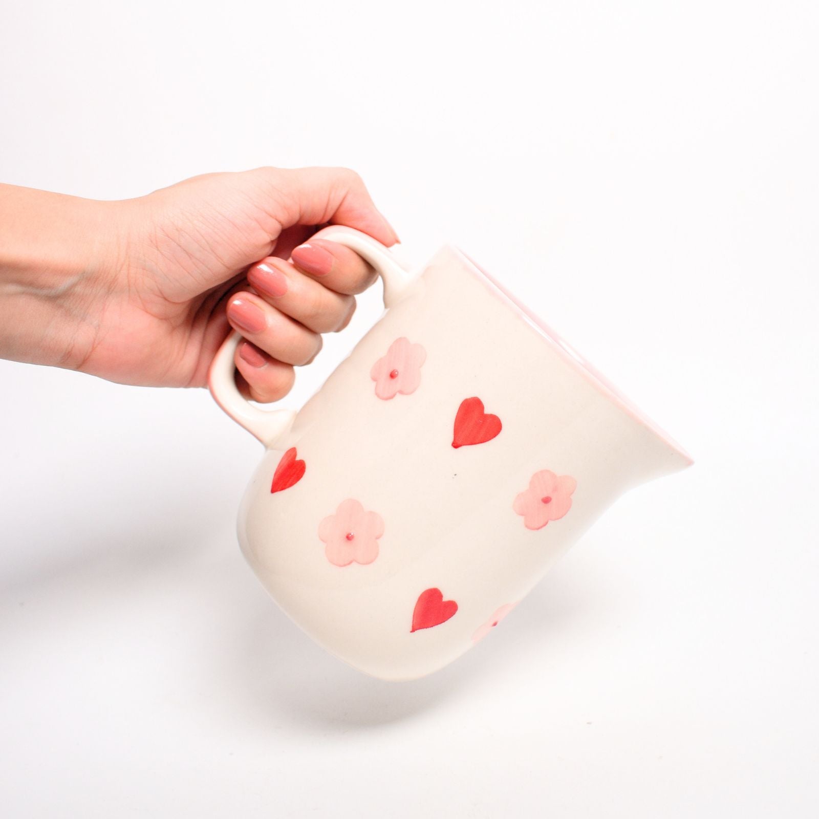Ceramic Jug - Pink Flower Heart
