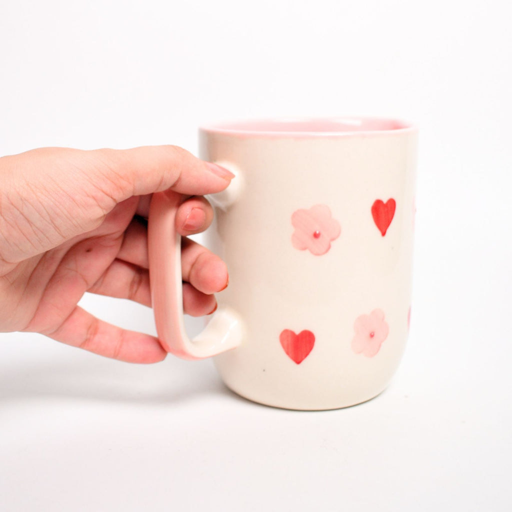 Ceramic Jug - Pink Flower Heart