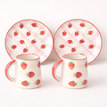 Strawberry Ceramic Plates & Mugs (Set of 2)