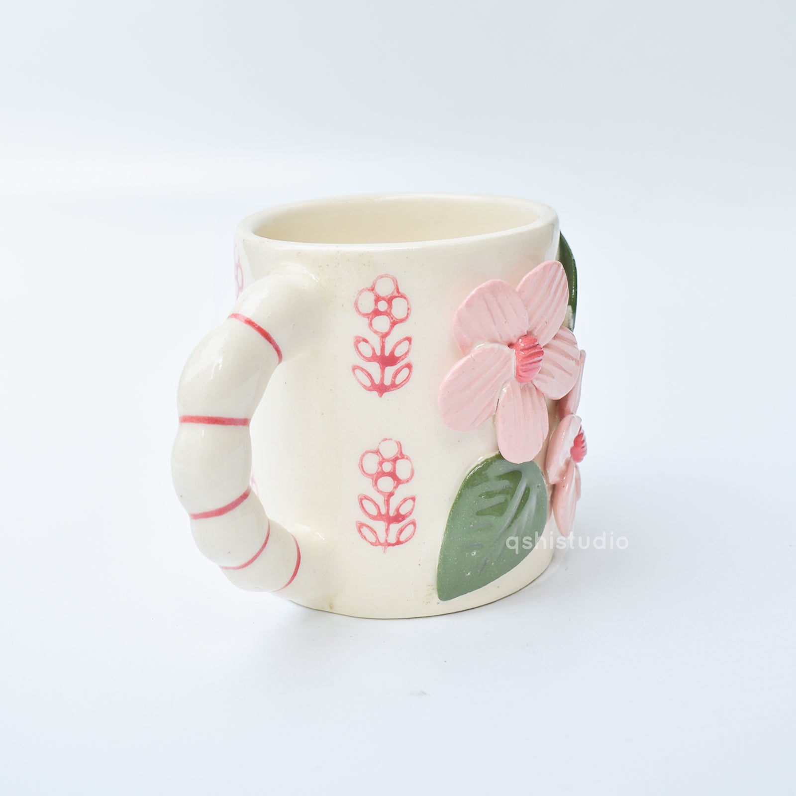 Ceramic Coffee Mug - Pink 3D Flower