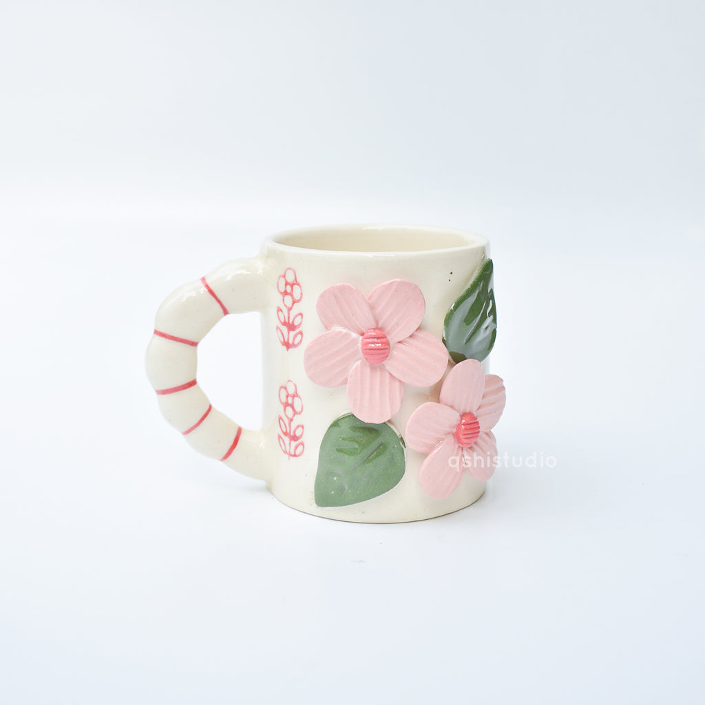 Ceramic Coffee Mug - Pink 3D Flower