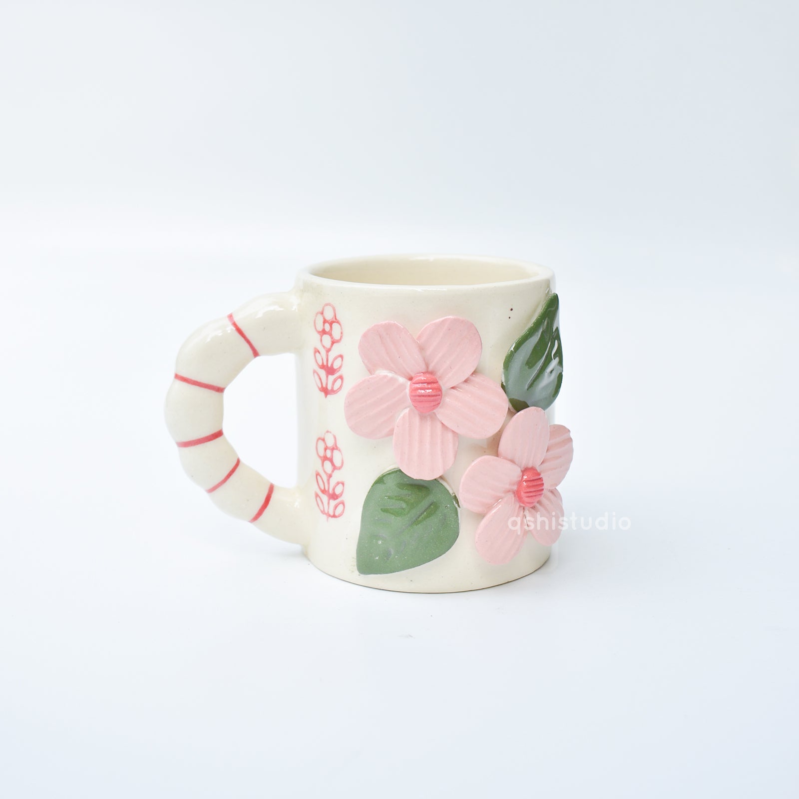 Ceramic Coffee Mug - Pink 3D Flower