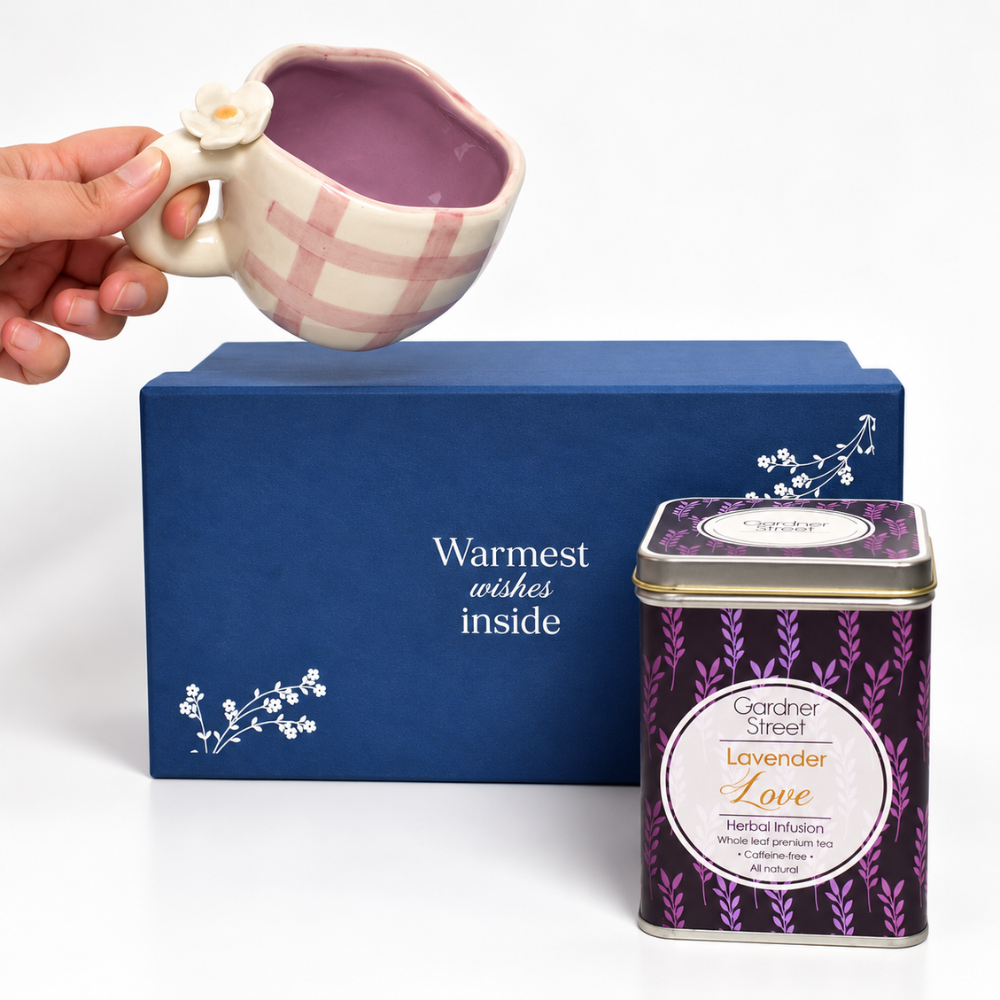 Purple Daisy mug and Lavender Tea Gift Set
