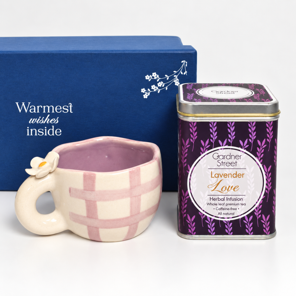 Purple Daisy mug and Lavender Tea Gift Set