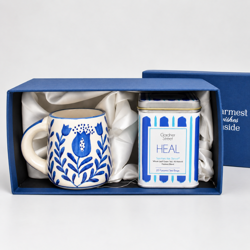 Blue Anar mug and Heal Tea Gift Set